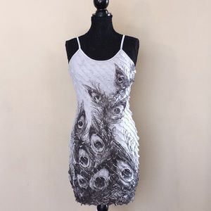 NWOT Bloom Peacock Ruffle Mini Dress